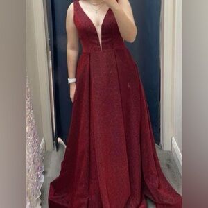 burgundy ballgown prom dress